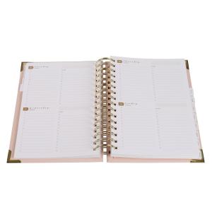157gsm Planner Organizer Agenda Sewn Ivory A5 Spiral Notebook Gold Stamping Logo Double Coils
