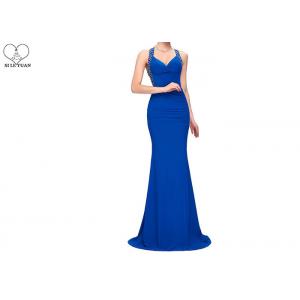 Sweetheart Royal Blue Mermaid Prom Dresses Sleeveless Back Hollow Special Pleats