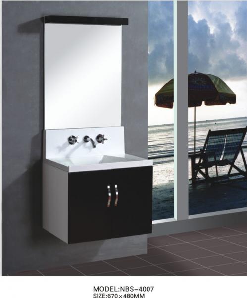 Floating wall cabinet acrylic - resin integrated sink basin , black bathroom