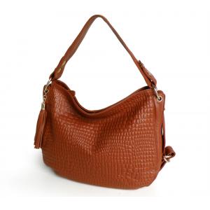 China Wholesale Price Brown Embossed Genuine Leather Women Handbag Crossbody Bag #3081B supplier