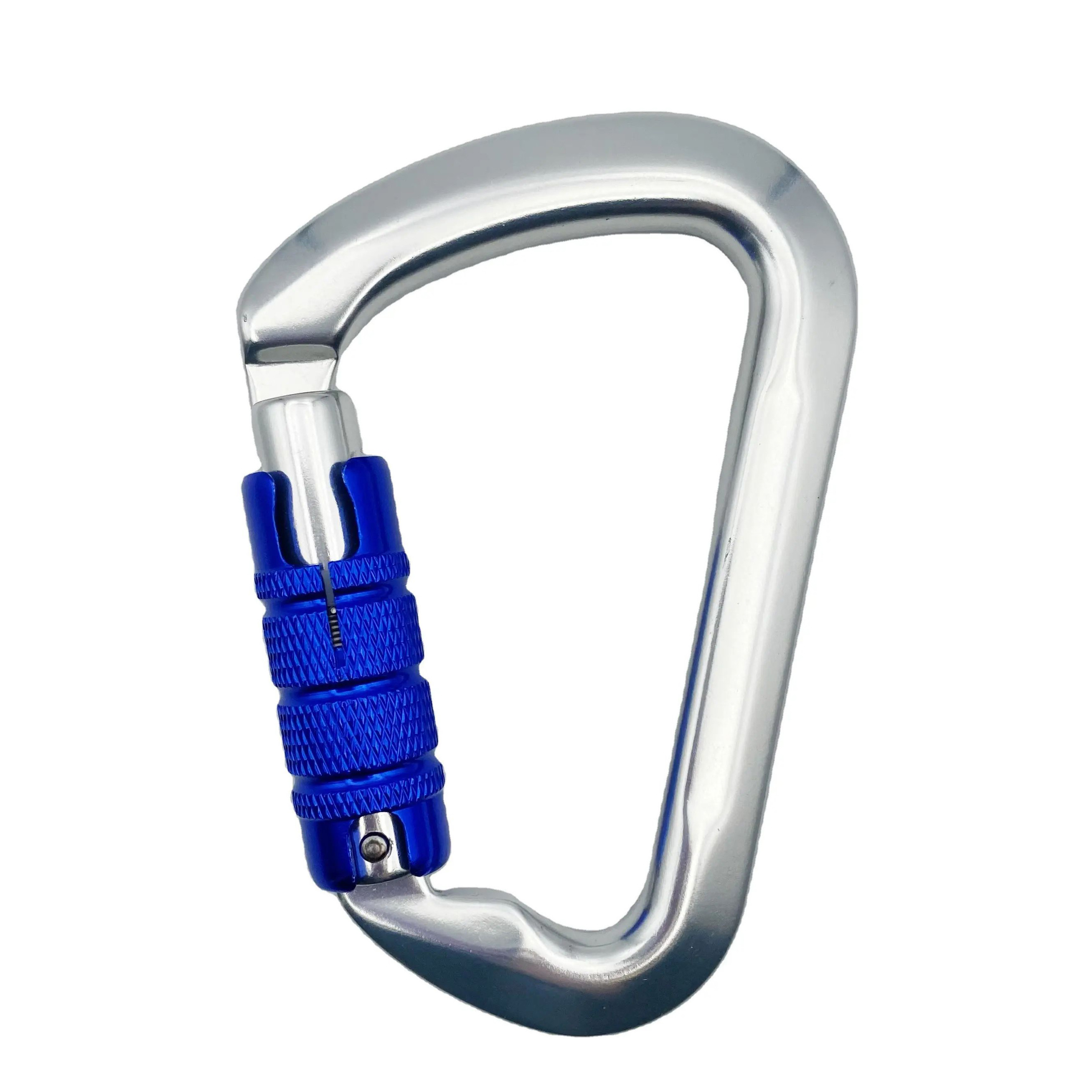 30KN Customized Logo and Color D Shape Climbing Snap Hook with Triple Locking Mechanism