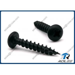 China Black Stainless Steel 410 Philips Round Head Wood Screw, Type 17 Point, Coarse wholesale