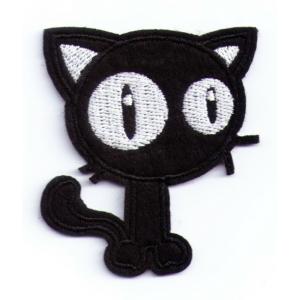 BLACK CAT Iron On Patch Twill Fabric Embroidery Patch Merrow Border 5.4x6cm