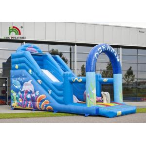 China Durable PVC Inflatable Dry Slide Digital Printed Blue Oceanic With CE Blower supplier