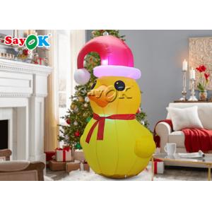 Led Christmas Yellow Duck With Red Hat SGS Inflatable Cartoon Characters