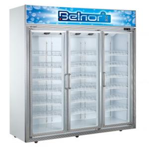 China Vertical Supermarket Display Refrigerator , Three Glass Door Commercial Fridge Freezer supplier
