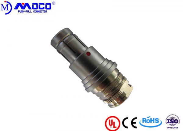 Brass Short Type Circular 4 Pin Connector , Male Straight Plug Connector With