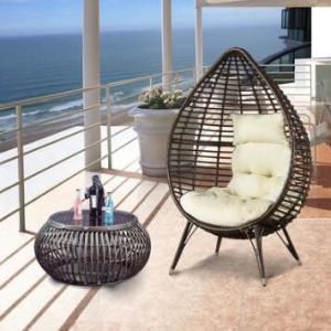 PE Rattan Chaise Lounge chairs Leisure Aluminium Outdoor Garden patio Sofa Cage