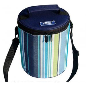 China Cylindric Insulated Cooler Bags , Portable Wine Cooler Bag Top Round Zipper supplier