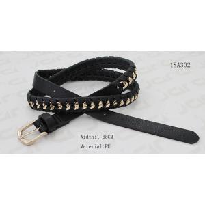 China 2cm Width Gold Metal Chain Belt , PU Womens Woven Belt With Gold Buckle supplier