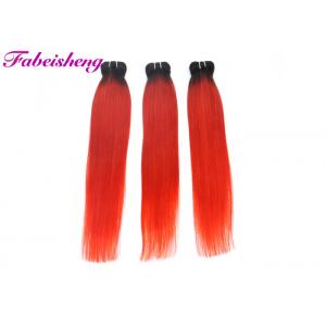 China Thick Bottom Red Colored Hair Extensions 18'' 20'' 22'' / Brazilian Human Hair Bundles supplier