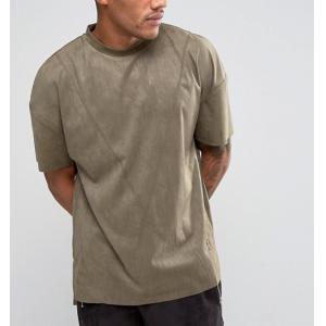 China New Style Side Split Oversized Crew Neck T Shirt , Embroidery Suede T Shirt Mens supplier