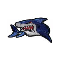 China Animal Shark Embroidered Iron On Patches With Glue Heat Press Backing on sale