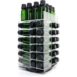 China Rotating Acrylic Display Stand Case Counter Top Clear Essential Oil Bottles Storage Rack For 64 Bottles supplier
