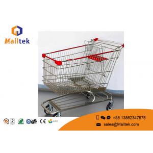 Large Supermarket Shopping Trolley American Type With Flat Tube Foot