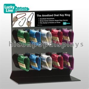 Black Acrylic 2 - Layer Counter Display Racks Keychain Display Stand 10 Hooks