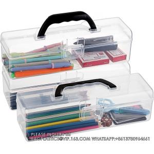 Long Plastic Pencil Box Portable Clear Home Utility Boxes With Handle Stationery Storage Organizer Painting Tool