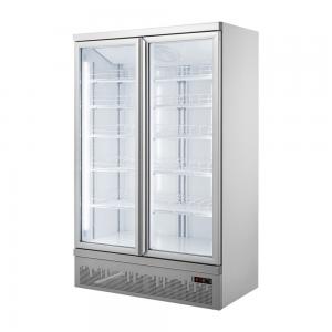 Plug In Double Swing Upright Glass Door Fridge Drinks Display Fridge For Supermarket