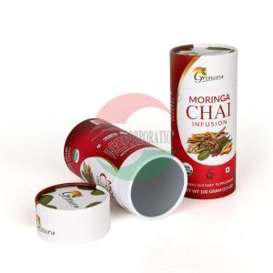 China Red Pantone Round Box Paper Tube Packaging Tea Tins Customized supplier