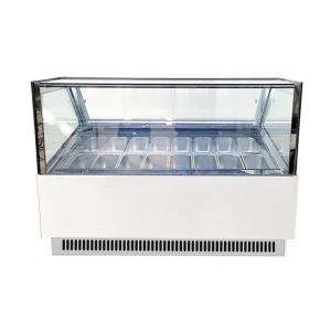 Square Glass 16 Trays Gelato Display Case Ice Cream Dipping Freezer