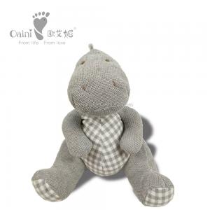 China ODM Soothing Stuffed Animal Embroidery Logo Grey Dinosaur Plush CE supplier