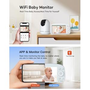 China Cry Detection Baby Monitor With App Bluetooth Wifi 2.4Ghz 5.5インチ 設置は面倒じゃない supplier