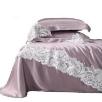 China 100% Mulberry Silk 19MM Duvet Cover Sets with Lace High End Wedding Bedding Type on sale