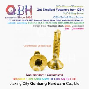 China QBH Yellow Zinc Plated YZP Socket Notch CKS Countersunk Head Self Drilling Screws supplier