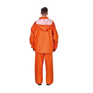 Adults Orange 0.45-0.50MM PU Rainsuit with Reflective Tape Hooded Rain Suit