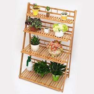 Customized Foldable Wooden Plant Stand , 4 Layer Bamboo Plant Pot Holder