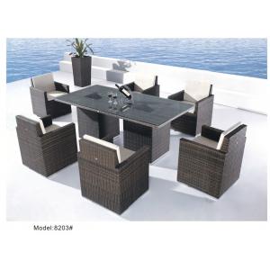 7-piece resin wicker rattan outdoor patio dining set for 6 people-8203