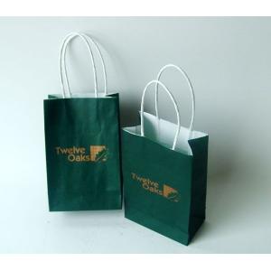 China Green Color Printing White Kraft Paper Shopping Bag Strong Quality 5KG Capacity supplier