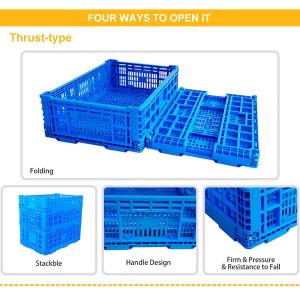 China Collapsible Storage Bin Containe，52 Liter Transferheavy Duty Plastic Storage Box,Blue Milk Crates Heavy Duty Transit Storage Of Various Items wholesale