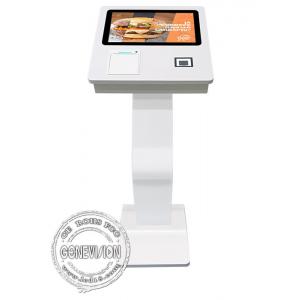 15.6 Inch WiFi Scanner Landscape Self Service Touch Screen Kiosk With Printer Free Standing