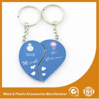 Blue Personalized Heart Keychain Custom Metal Keychains For Birthday Keyring