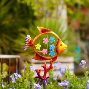 Durable Metal Yard Ornaments Art Small Handmade Hollow Out Fish