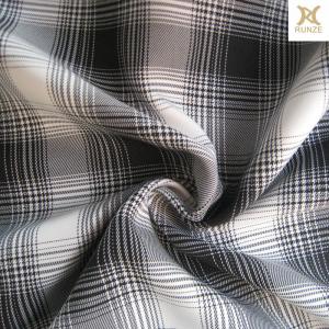 Technics Woven Black and White Check Plaid Cation Polyester Fabric for Coat and Jacket