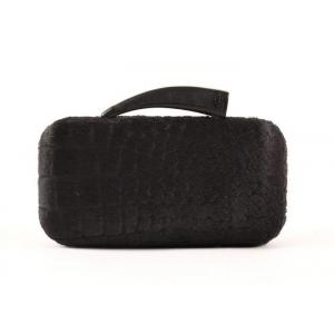 China Metal Case Black Evening Clutch Bag , Horse Hair Designer Leather Evening Bags supplier