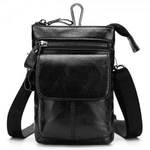 Luxury Crossbody Neck Wallet 4.9*7.3*2.3'' Black Genuine Leather Multifunctional Travel Bag