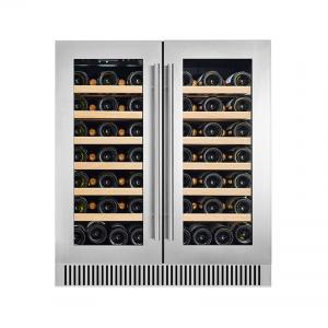 Fashion Dual Zone SS Double Glass Door Red Wine Cooler With 180L 68 Bottles