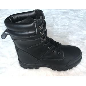 China Pu / Rubber Outsole Army Safety Shoes High Cut Black Military Combat Boots supplier