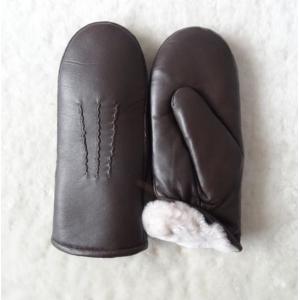 Australian Goat Skins Leather Mitten Warm Lamb Fur Shearing Lining Nappa Winter Gloves for Men