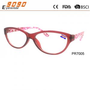 China Fashionable reading glasses,power range +1.0 to +4.00,made of plastic supplier