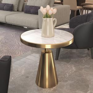 China Contemporary design Round Gold stainless steel Marble top Bistro table Corner table Pub table for hotel Club Cafe wholesale