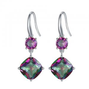 925 Sterling Silver Mystery Hook Drop Jewelry Rainbow Mystic Topaz Earrings