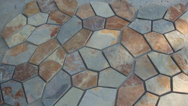 Natual Rust Slate Flagstone Patio Flooring Pavers Multicolor Slate Flagstone Wall Cladding