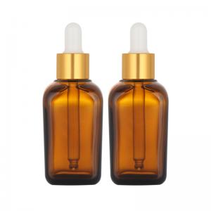 Customize Refillable Hair Oil Dropper Bottle Square Glass Material 50ml