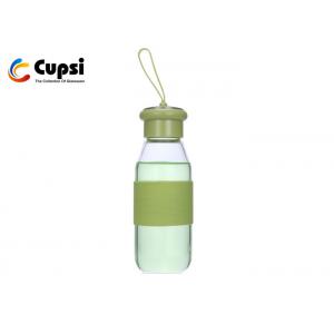 China Travel Type Glass Water Bottle With Silicone Sleeve 350ml  Eco Friendly supplier