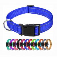 China Adjustable Safety Personalized Pet Collars Nylon Dog Collars With Buckle on sale