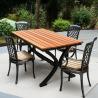China Crea un ambiente rústico al aire libre con mesa y sillas de hierro fundido en madera natural y acabado mate wholesale